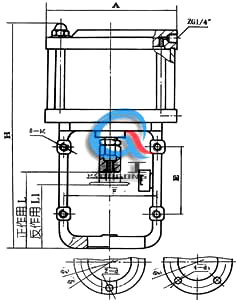 ZSA/B氣動活塞式執(zhí)行器結(jié)構(gòu)圖